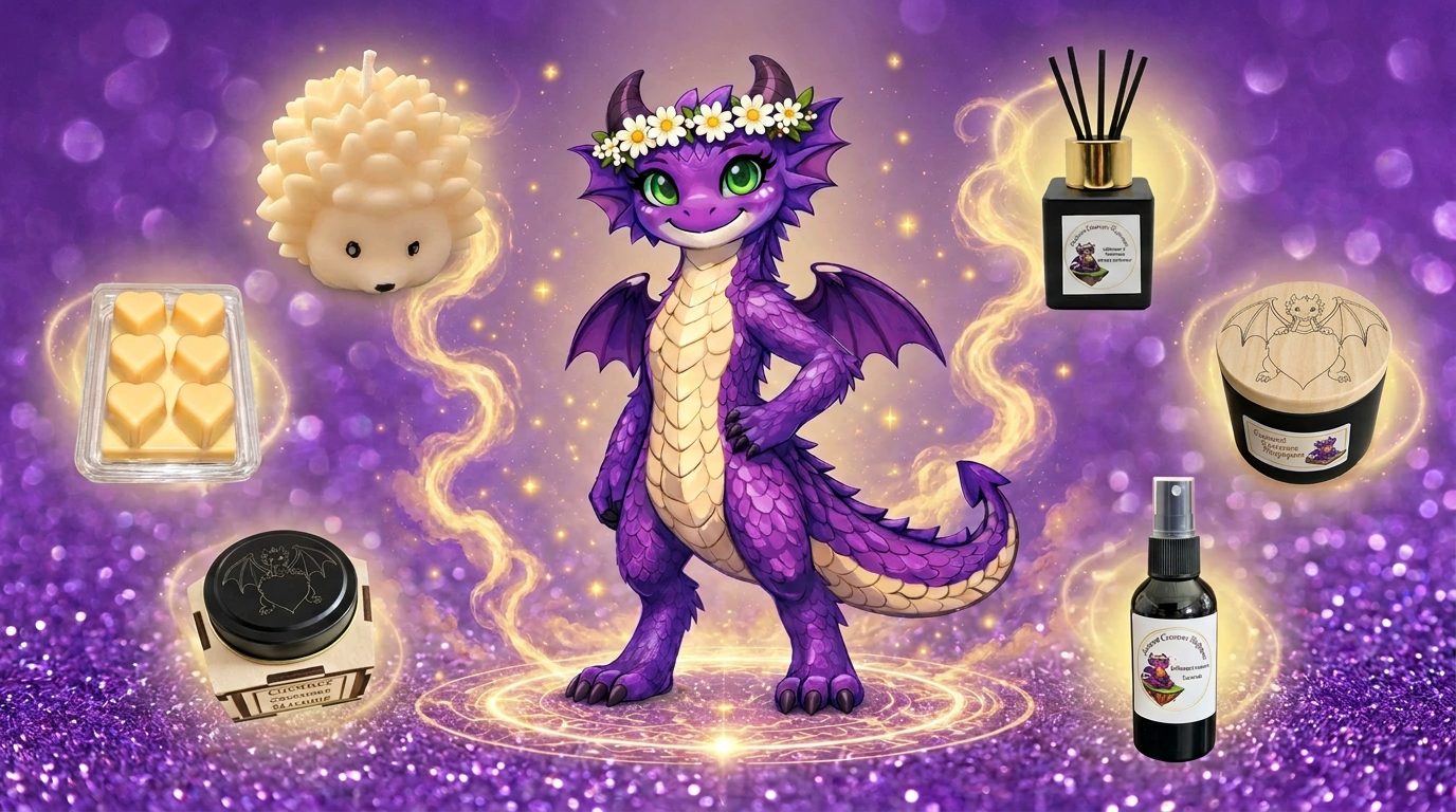 Cuennet Essences Magiques — collection de produits et dragonne Brumi